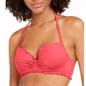Sundazed Ava Ruffle Edge Coral Bikini Top, NWT